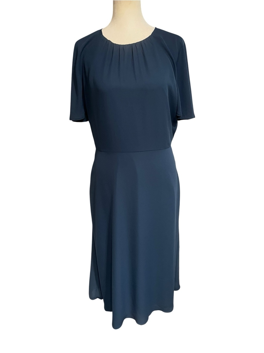 Ann Taylor Factory Blue Midi Dress with Flutter Sleeves - Size 6